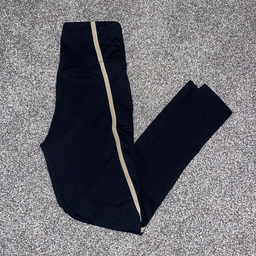Black Leggings with Gold Stripe